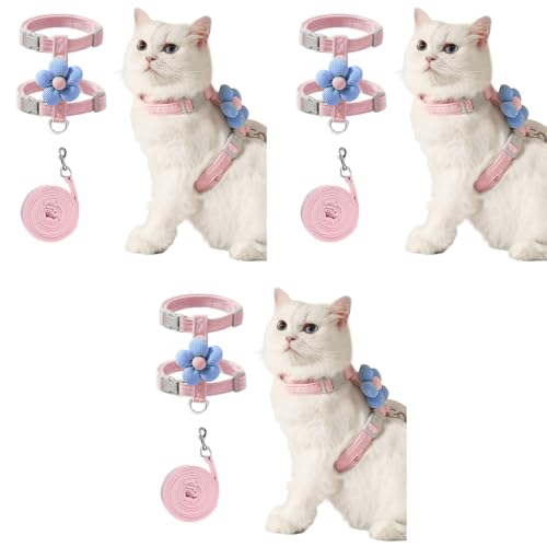 Qpets® Cat Harness with Leash, 3Pack Set for Small Cats with Quick Release Buckle, Escape-Proof Cute Flower Belt for Outdoor Walking Travel Chest 25-41cm Neck 20-30cm Qpets® Cat Harness with Leash, 3Pack Set for Small Cats with Quick Release Buckle, Escape-Proof Cute Flower Belt for Outdoor Walking Travel Chest 25-41cm Neck 20-30cm
